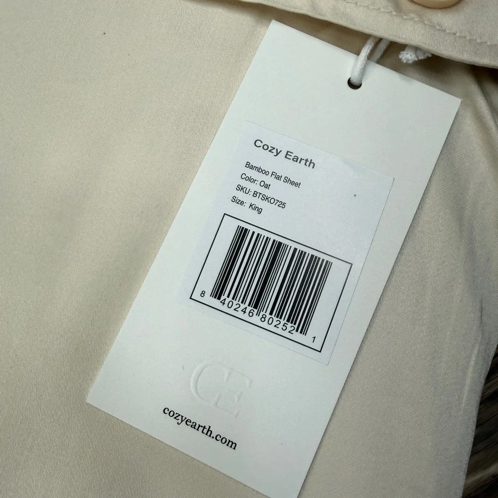 Cozy Earth King Flat Sheet Oat Bamboo Viscose Luxury Cooling BTSKO725 NWT